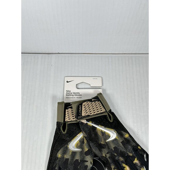 Size M Nike Alpha Varsity Adult Baseball Batting Gloves Pair Black/Camo NEW - Picture 2 of 4